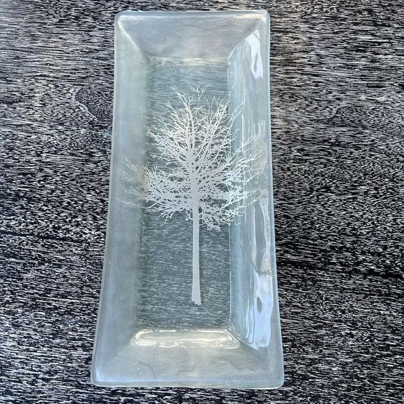 Other - Annieglass Fused Glass Tray‎ Frosted/ Silver Overlay Tree Signed & Numbered